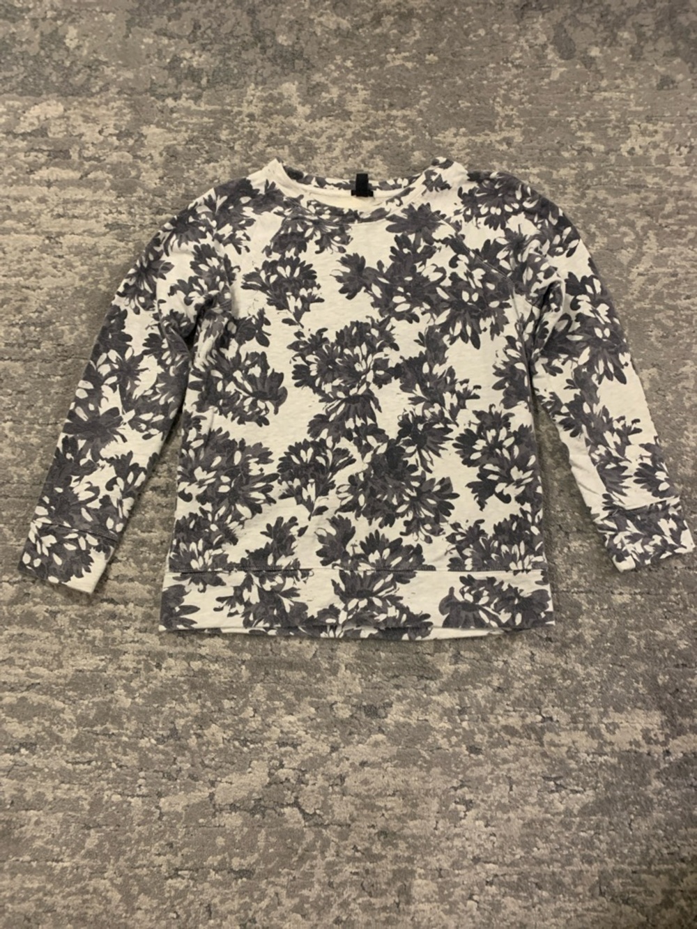 J. Crew White Crewneck Sweatshirt with Navy Floral Print